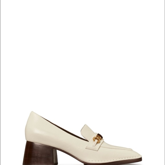Tory Burch Ivory Leather Perrine Heeled Loafer Size 9 1/2 - Picture 2 of 9